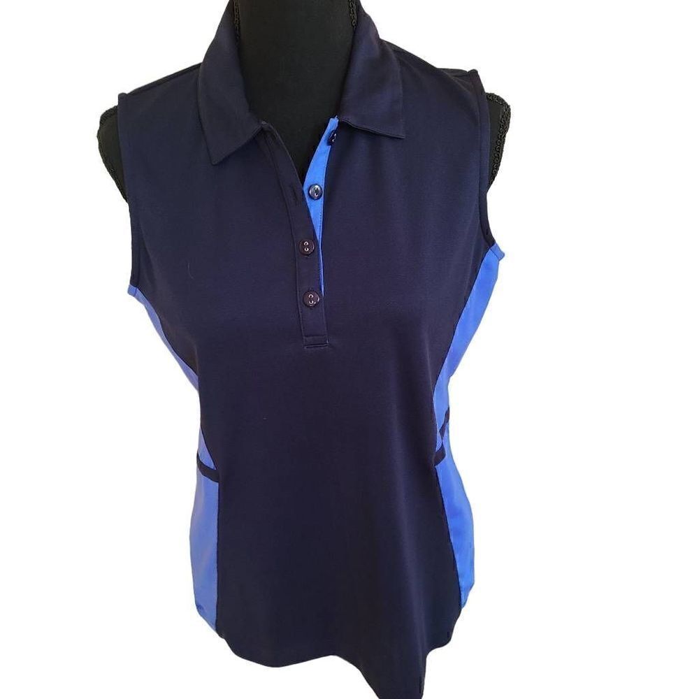 E P Pro NY Sleeveless Navy Athletic Golf Polo Top Size Medium
